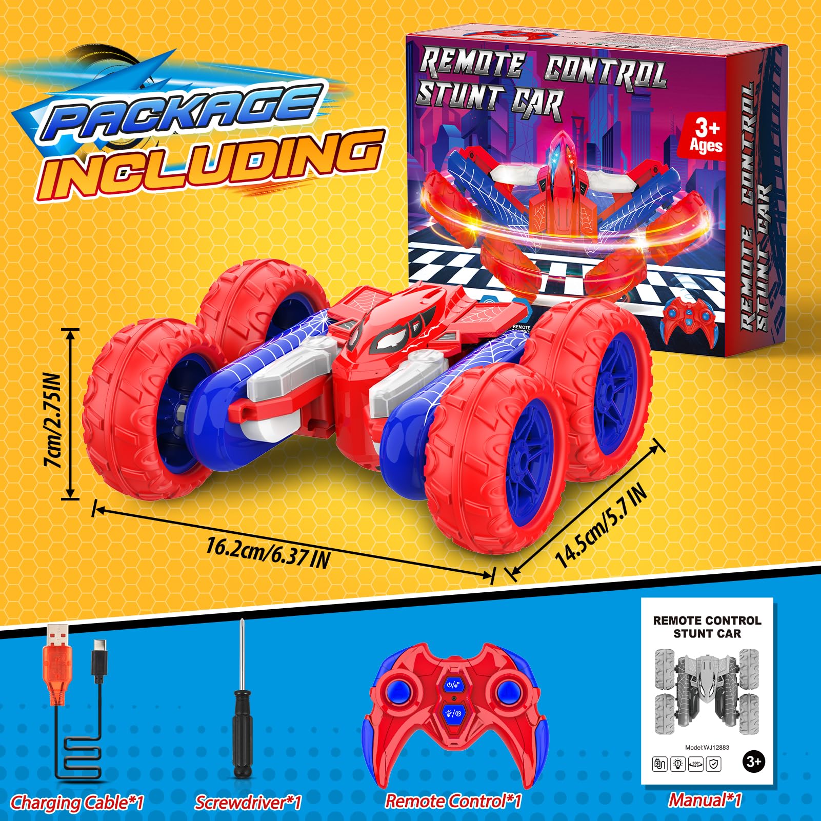 Webspidee gift-ready RC car ideal for birthdays and holidays.