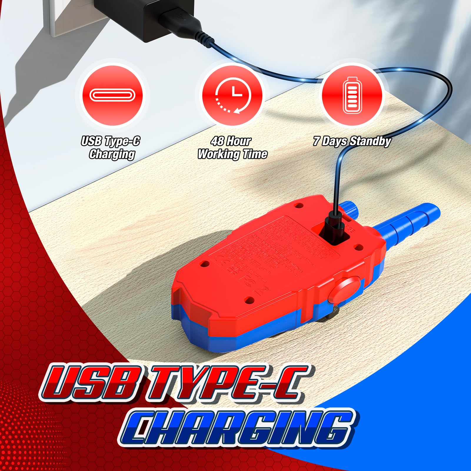 Webspidee walkie talkies with PTT button for easy one-touch communication