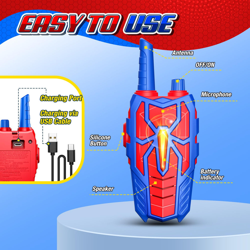 Webspidee walkie talkies with USB-C charging for quick power ready