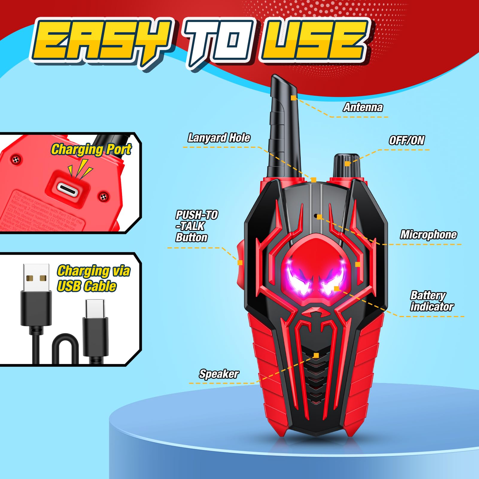 Webspidee easy-use buttons designed for kids aged 3 and up.
