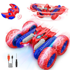 Webspidee remote control car performing a 360-degree spin for stunts.