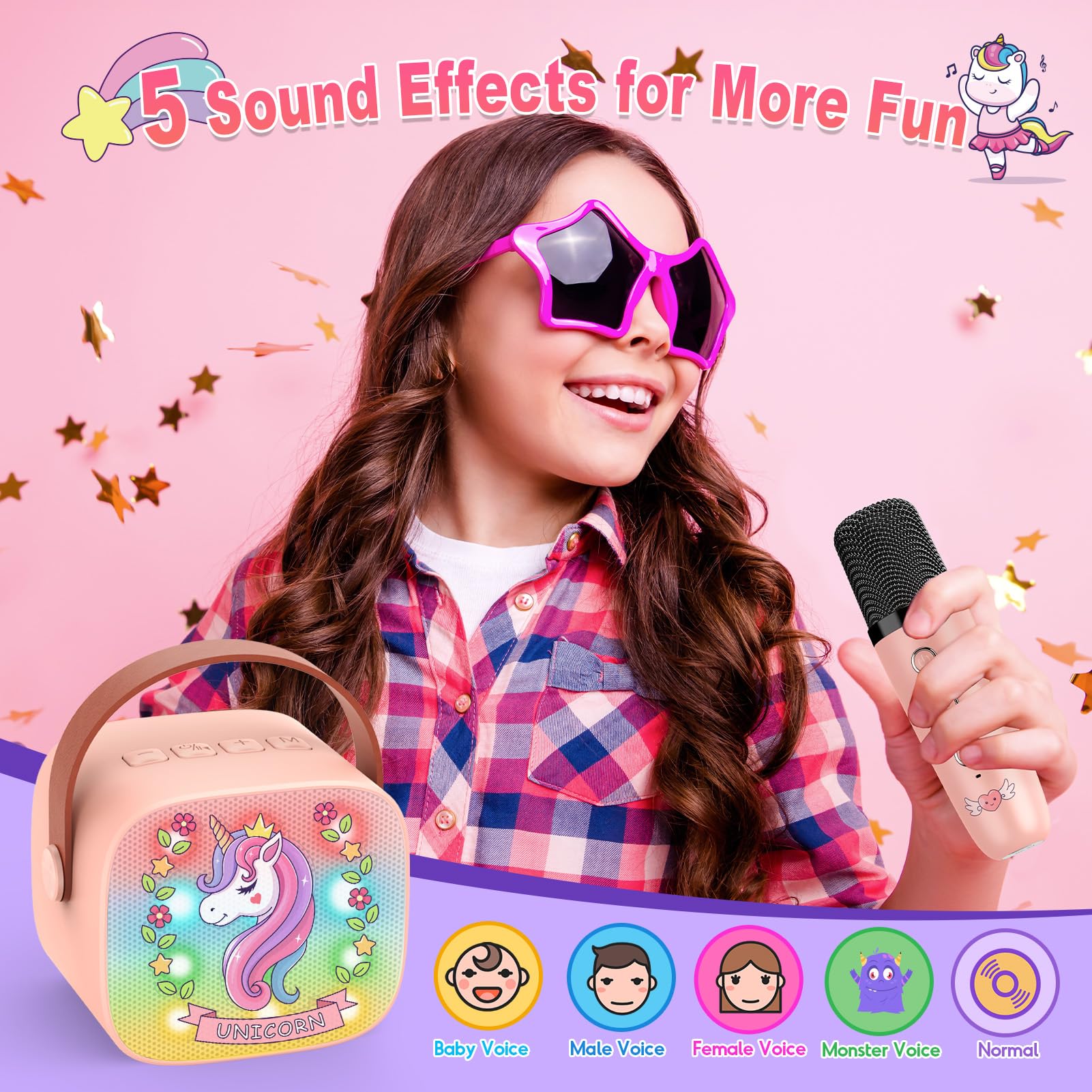 Webspidee Unicorn Mini Karaoke Machine in use during family party boosts smiles.