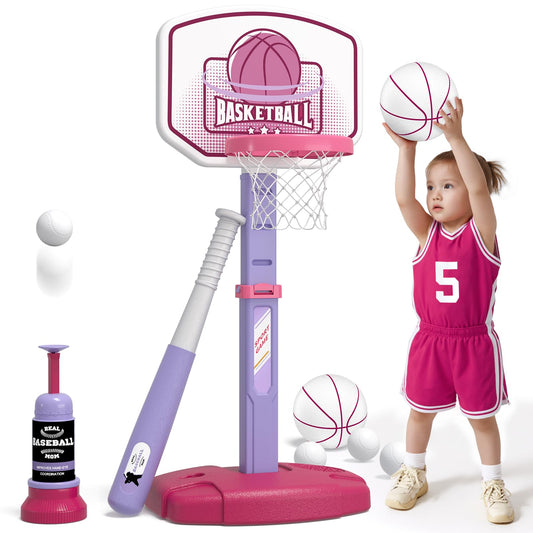 Wee Wonders 2-in-1 toddler hoop pink; easy scoring for small kids.