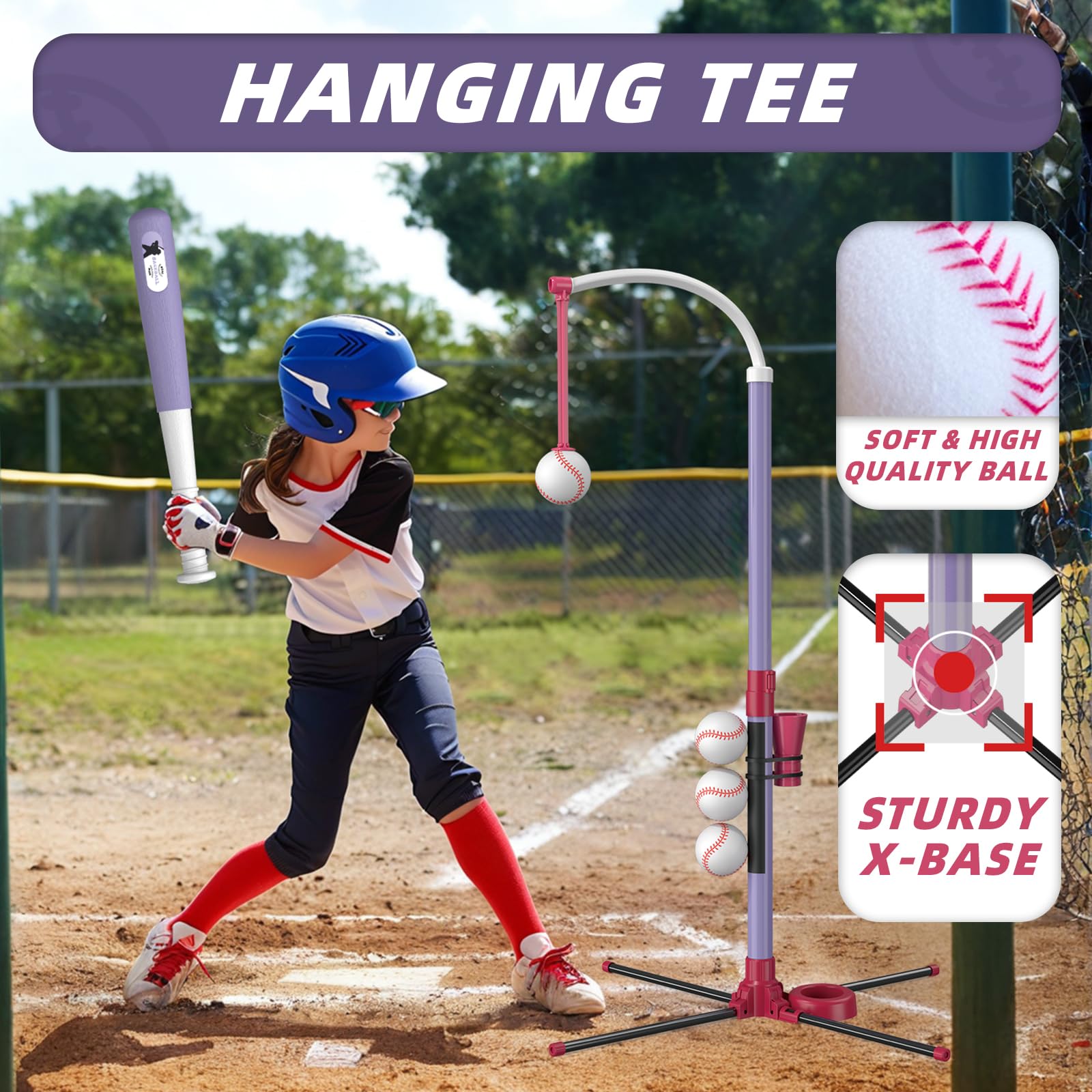 Wee Wonders 3-in-1 T Ball Set six-baseballs for quick, engaging play.