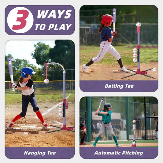 Wee Wonders 3-in-1 T Ball Set retractable-bat adapts to growing skills.