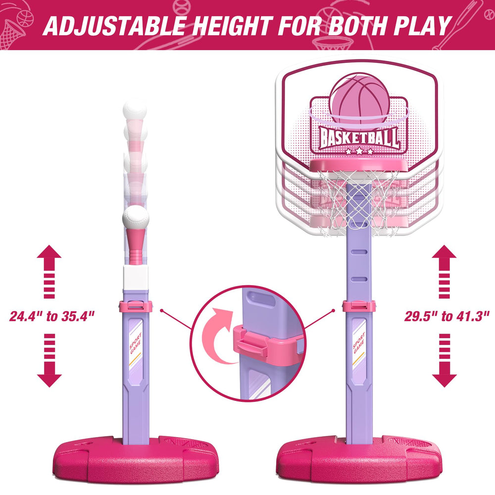 Wee Wonders automatic pitching machine pink; practice batting at home.