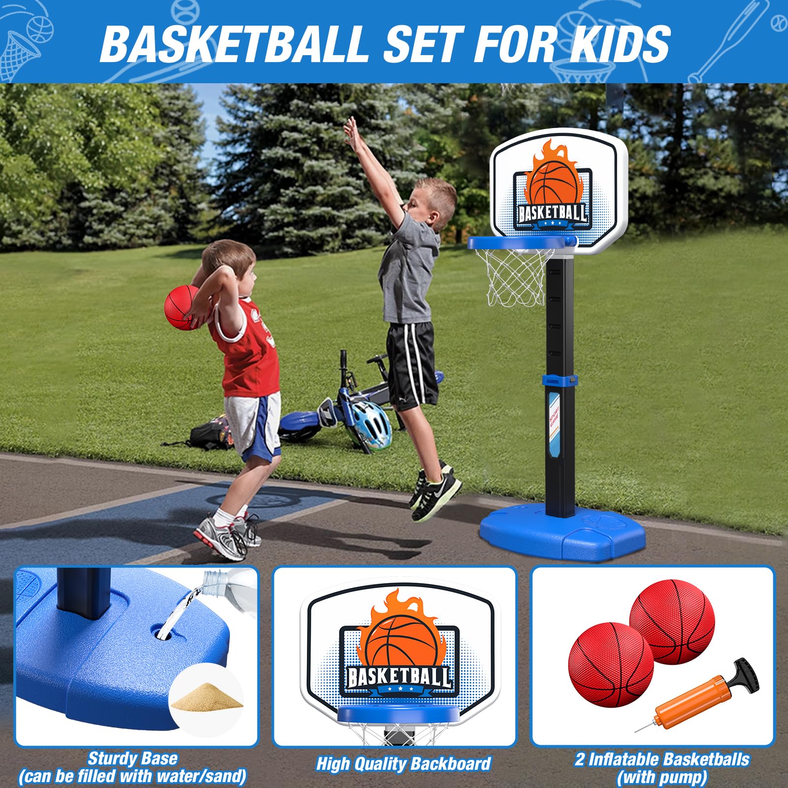 Wee Wonders base can be filled with water or sand for stability during play.