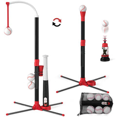 Wee Wonders hanging tee setup aids hand-eye coordination during outdoor play