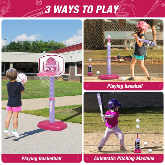 Wee Wonders T-ball stand pink; adjustable height for growing players.