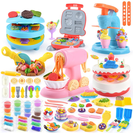 WeeHomm 5-in-1 color dough ice cream maker with vibrant molds for pretend play.