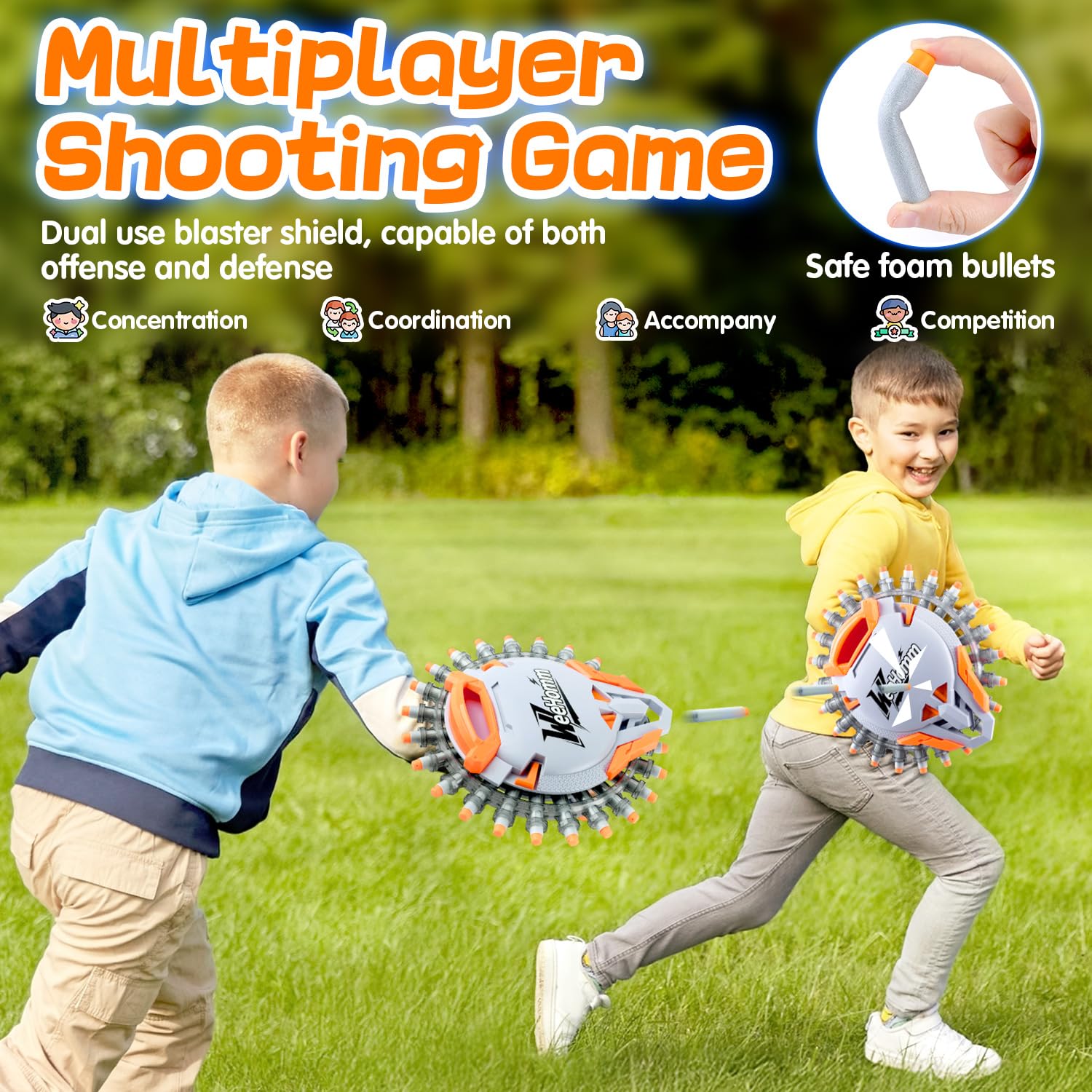 WeeHomm kids playing outdoors with collaborative shooting games