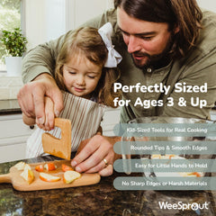 WeeSprout Little Chef apron and mitts support neat, mess-conscious cooking sessions