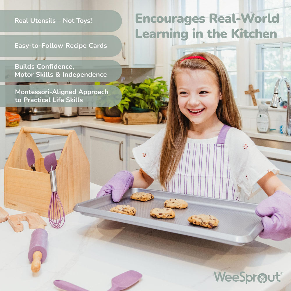 WeeSprout Little Chef cutting board provides safe prep surface