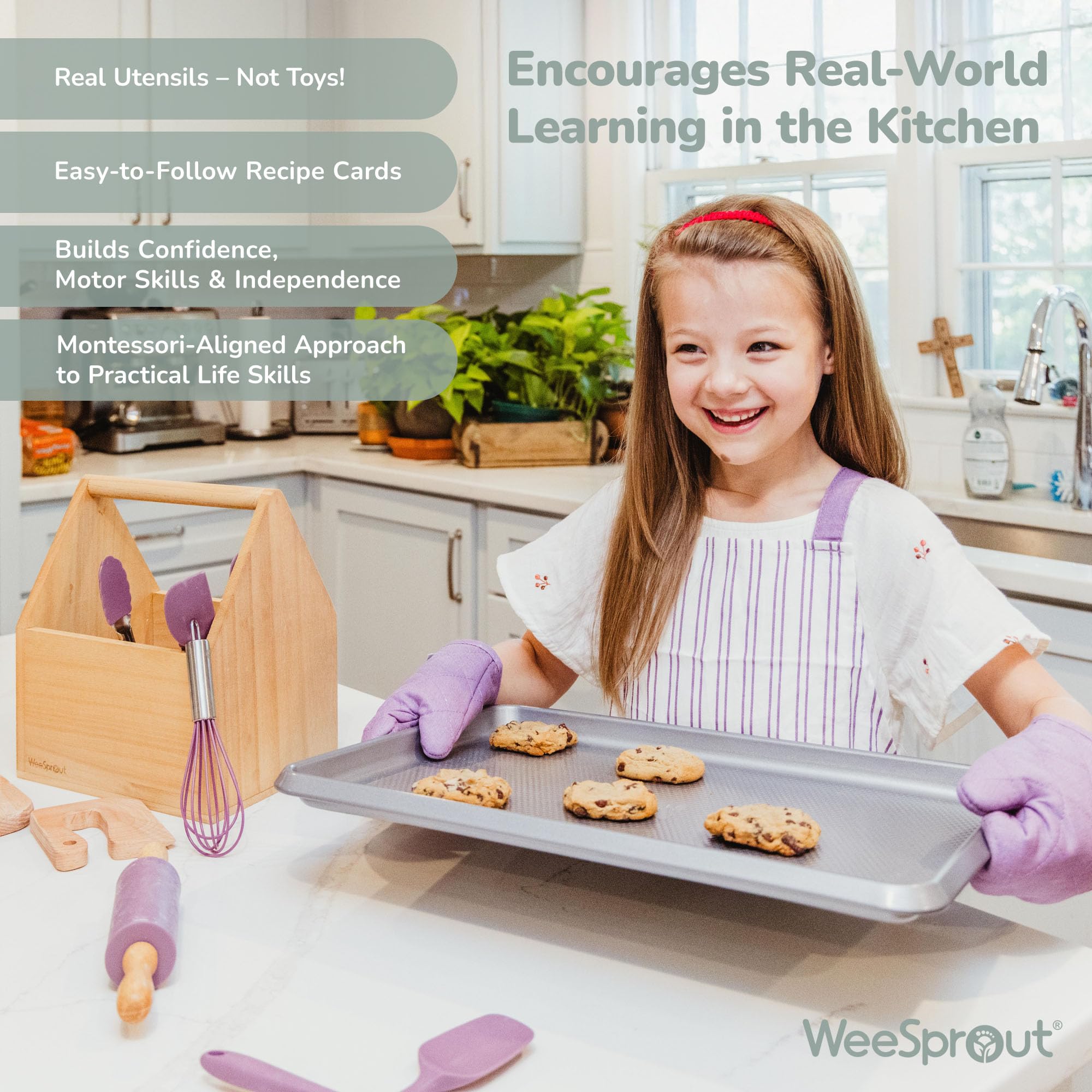 WeeSprout Safe Kitchen Tools for Kids, non-toxic materials support learning and play.