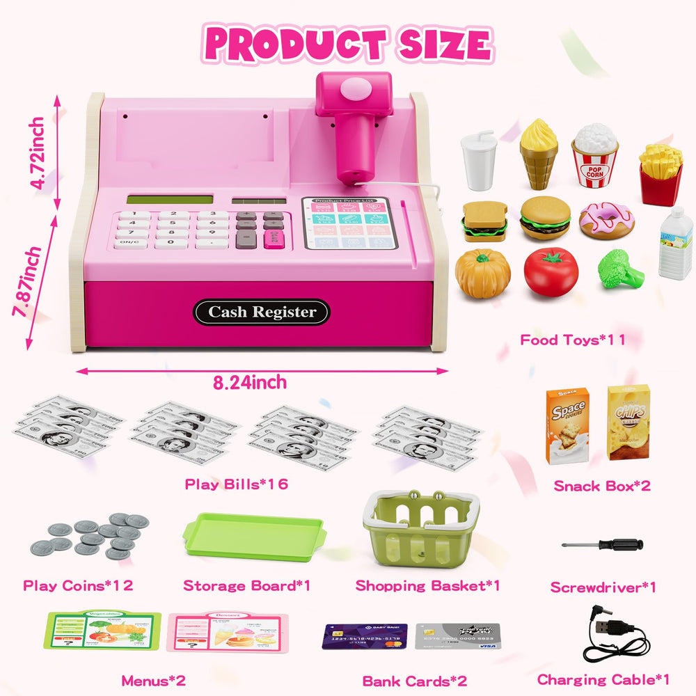 Wee Wonders shopping basket and food tray support organized pretend stores.
