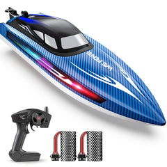 WeFone WF17 blue RC boat side view for pool and lake racing.