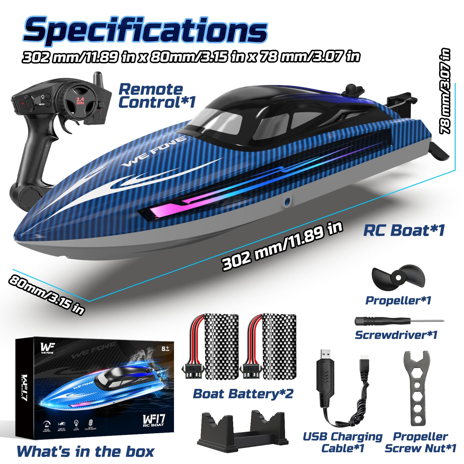 WeFone WF17 blue boat suitable for family fun and races.