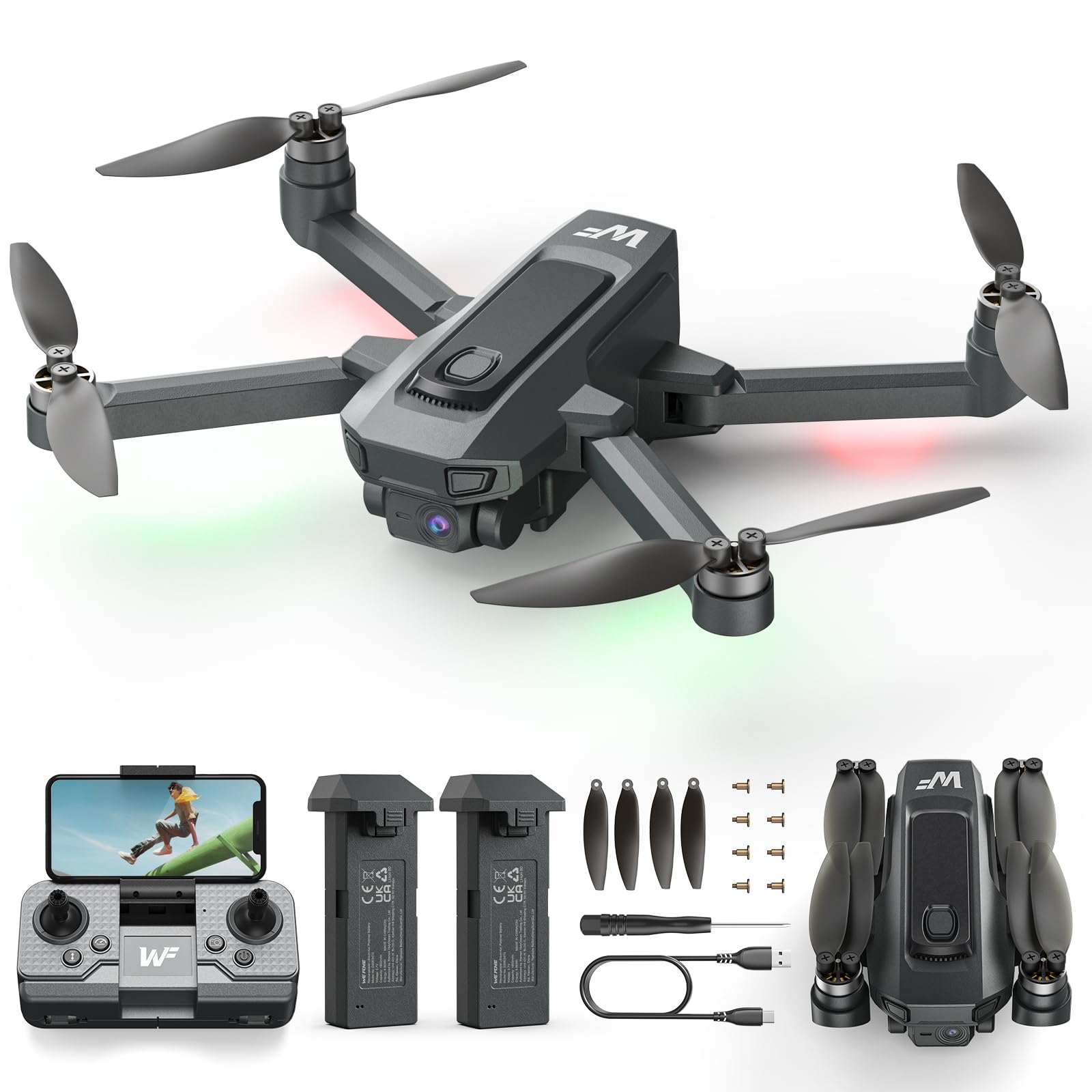 WeFone WF20 foldable drone top view for portable capture on the go