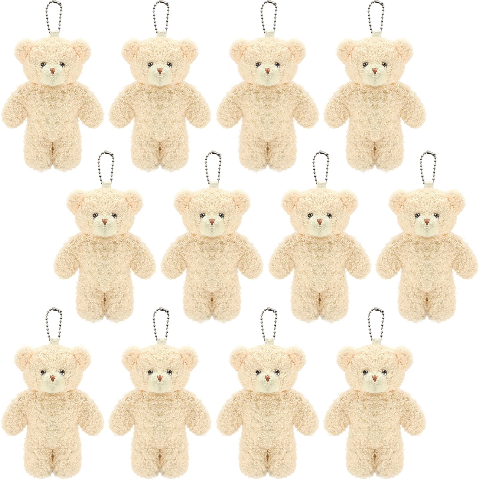 WEGUTATS brown mini teddy bear 4.7 inch plush with keychain for easy display