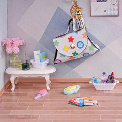 WEHOO mini makeup cabinet with accessories encourages imaginative grooming play.