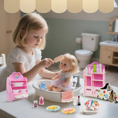 WEHOO mini hair dryer, comb, and mirror for stylish doll prep.