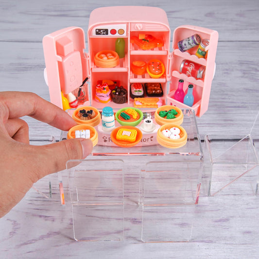 Wehoo dollhouse fridge interior with shelves for tiny snacks and drinks