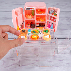 Wehoo dollhouse fridge interior with shelves for tiny snacks and drinks