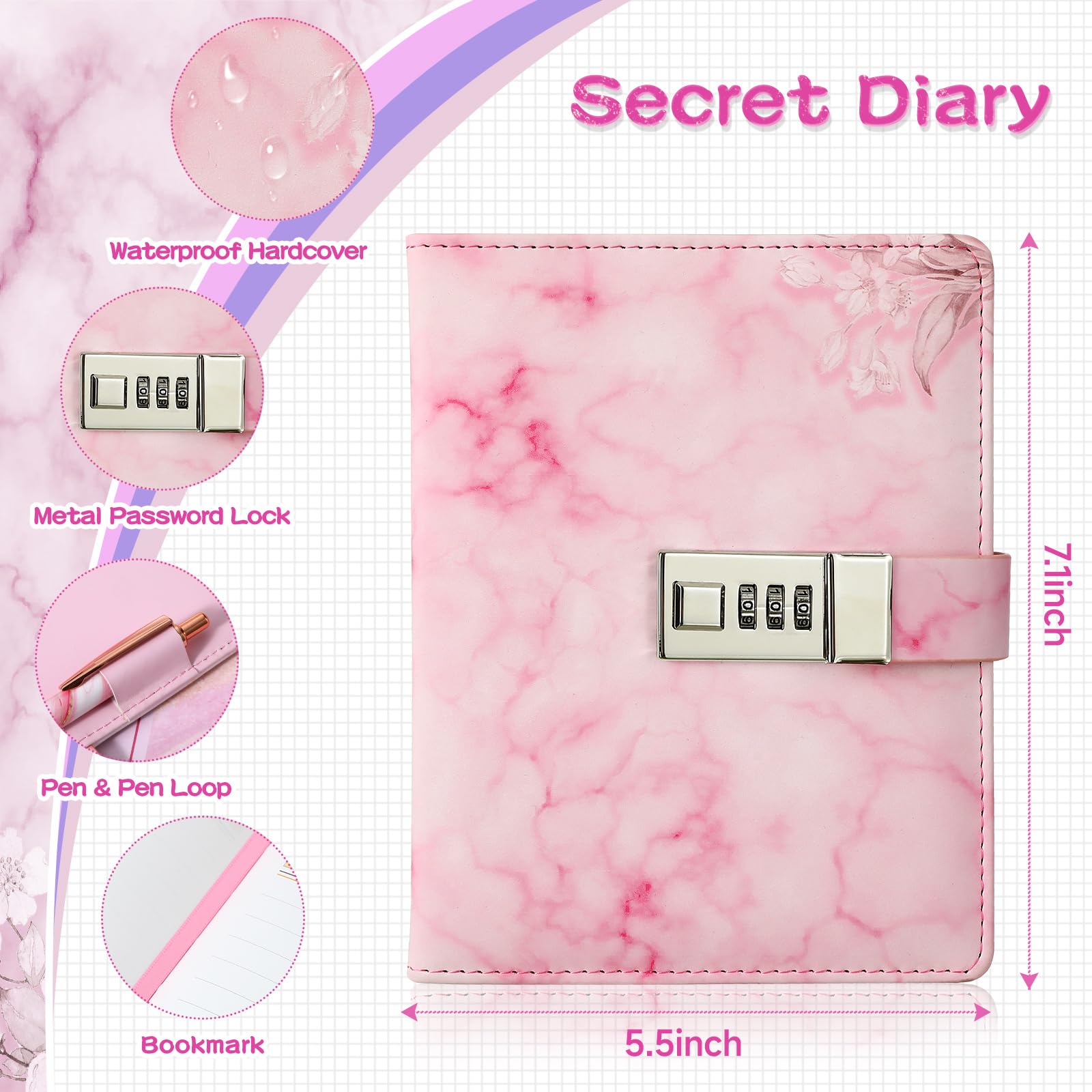 WeiAlico diary set items: bracelet, pen pouch, pens, ideal for stylish journaling