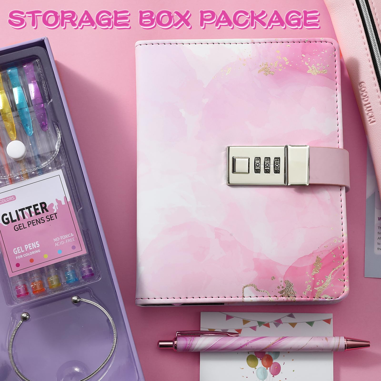 WeiAlico diary lock glitter gel pens for creative doodling.