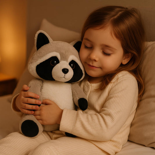 WEIGEDU Coon raccoon plush shows distinctive face markings for imaginative play