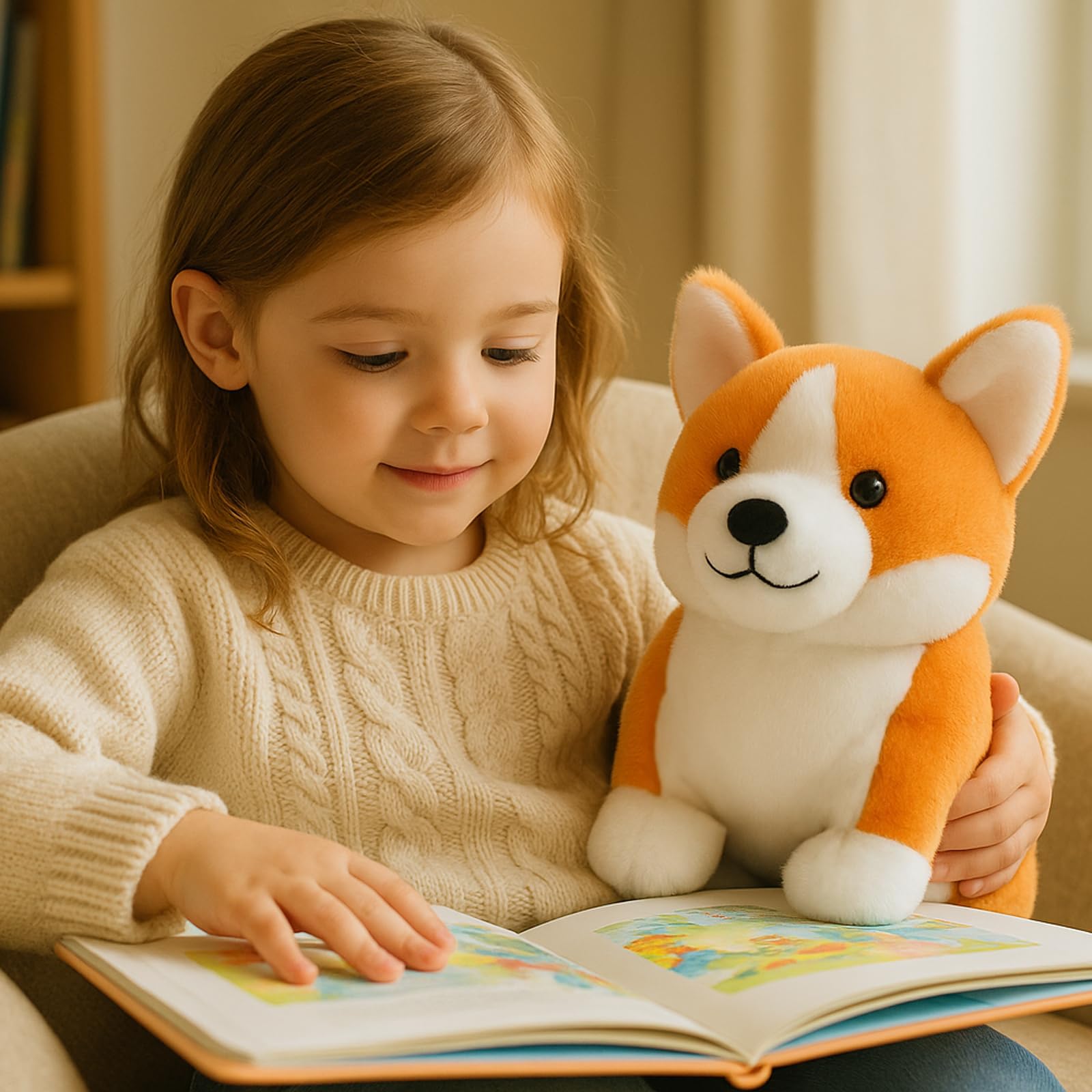 WEIGEDU Corgi Plush orange white fur - classic design for collectors and gifts.