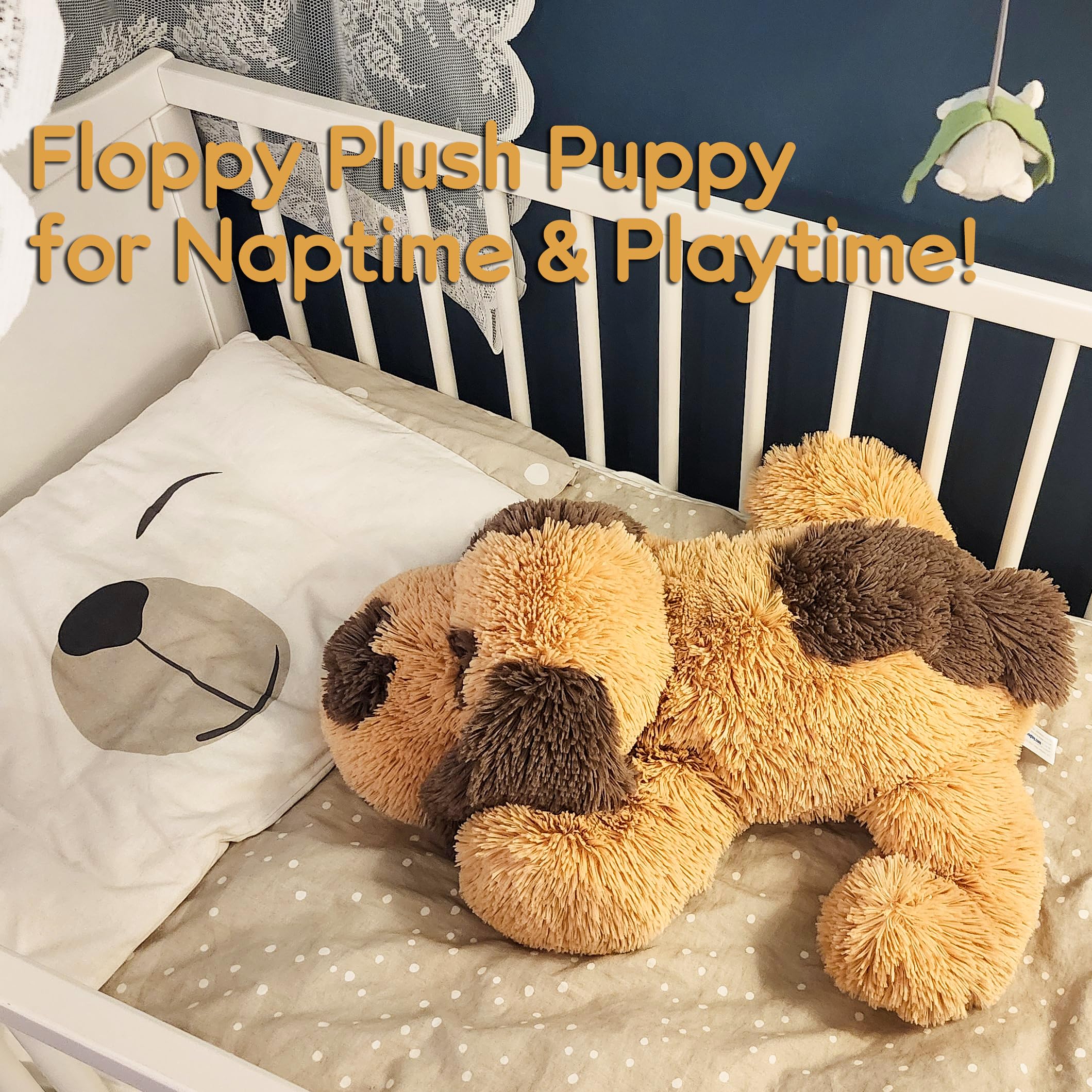 WEIGEDU floppy dog plush back view; classic design with durable stitching.