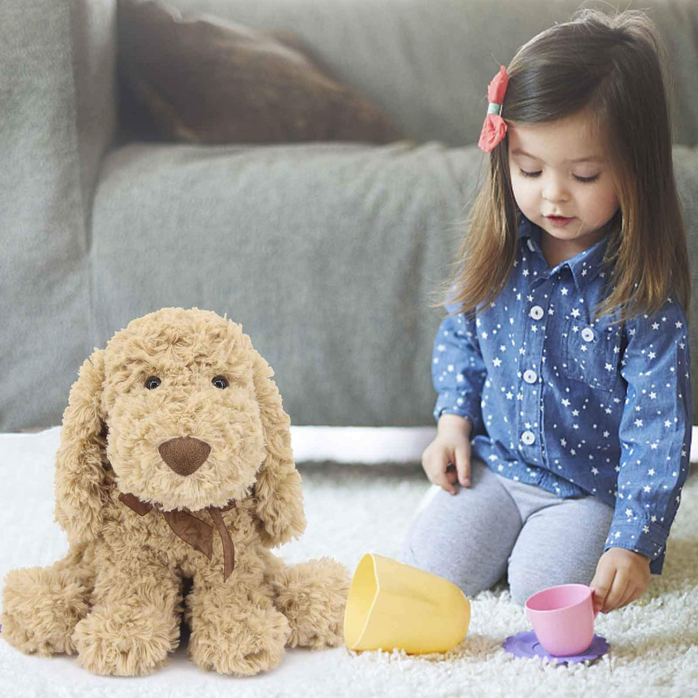 WEIGEDU Goldendoodle stuffed animal can decorate a nursery with a playful vibe.