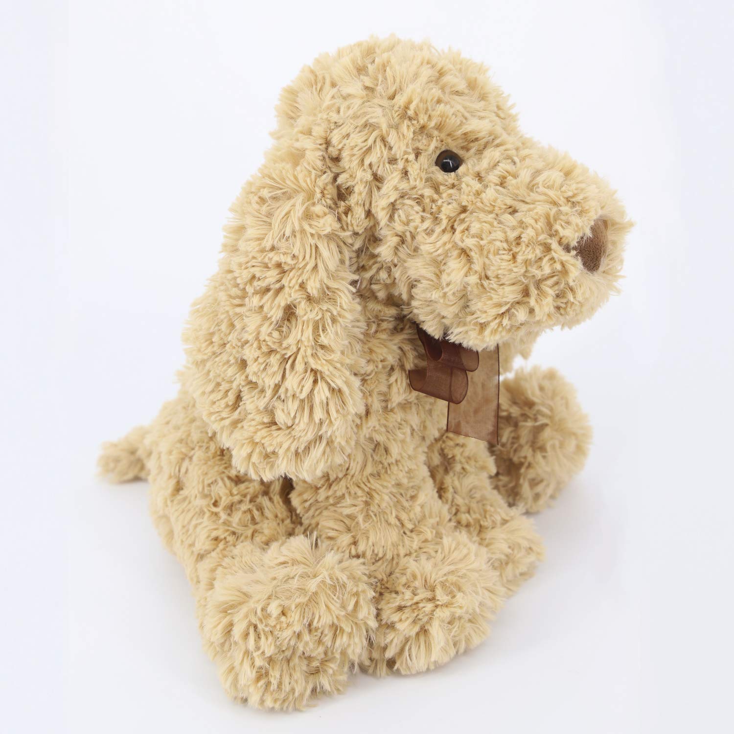 WEIGEDU Goldendoodle plush toy features a lifelike face for imaginative play.