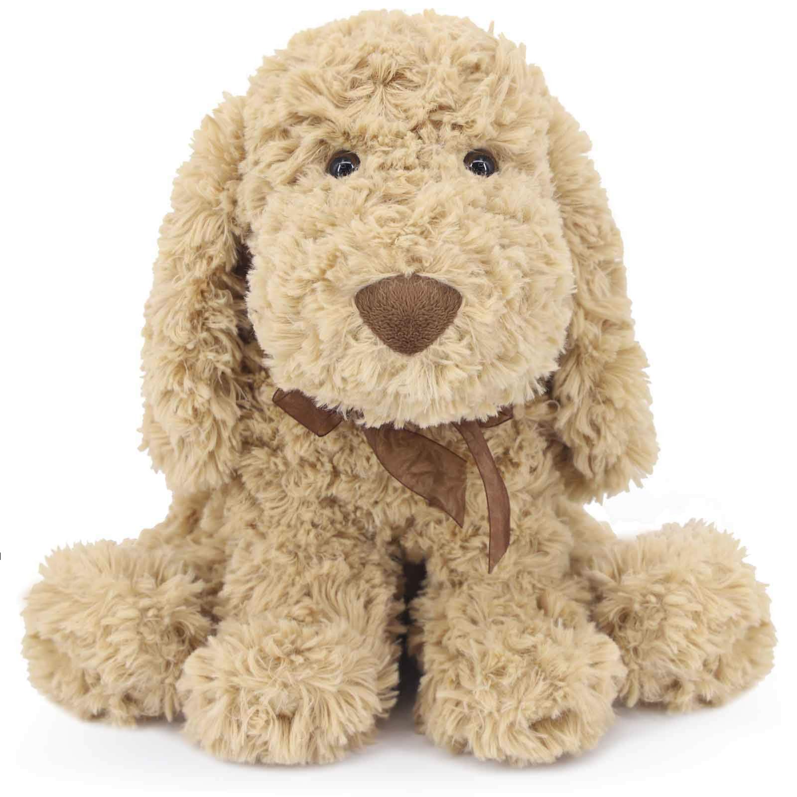 WEIGEDU Goldendoodle plush toy close-up showing soft plush for comforting hugs.