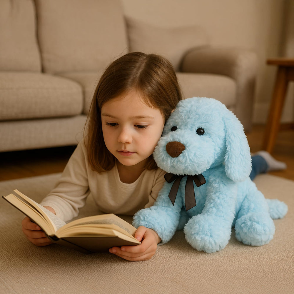 WEIGEDU huggable blue dog plush ideal for snuggling