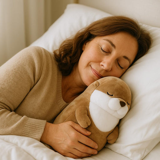 WEIGEDU otter stuffed animal soft hairy fur closeup, plush comfort for cuddling
