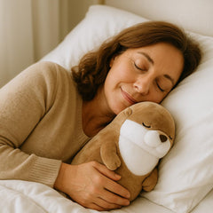 WEIGEDU otter stuffed animal soft hairy fur closeup, plush comfort for cuddling