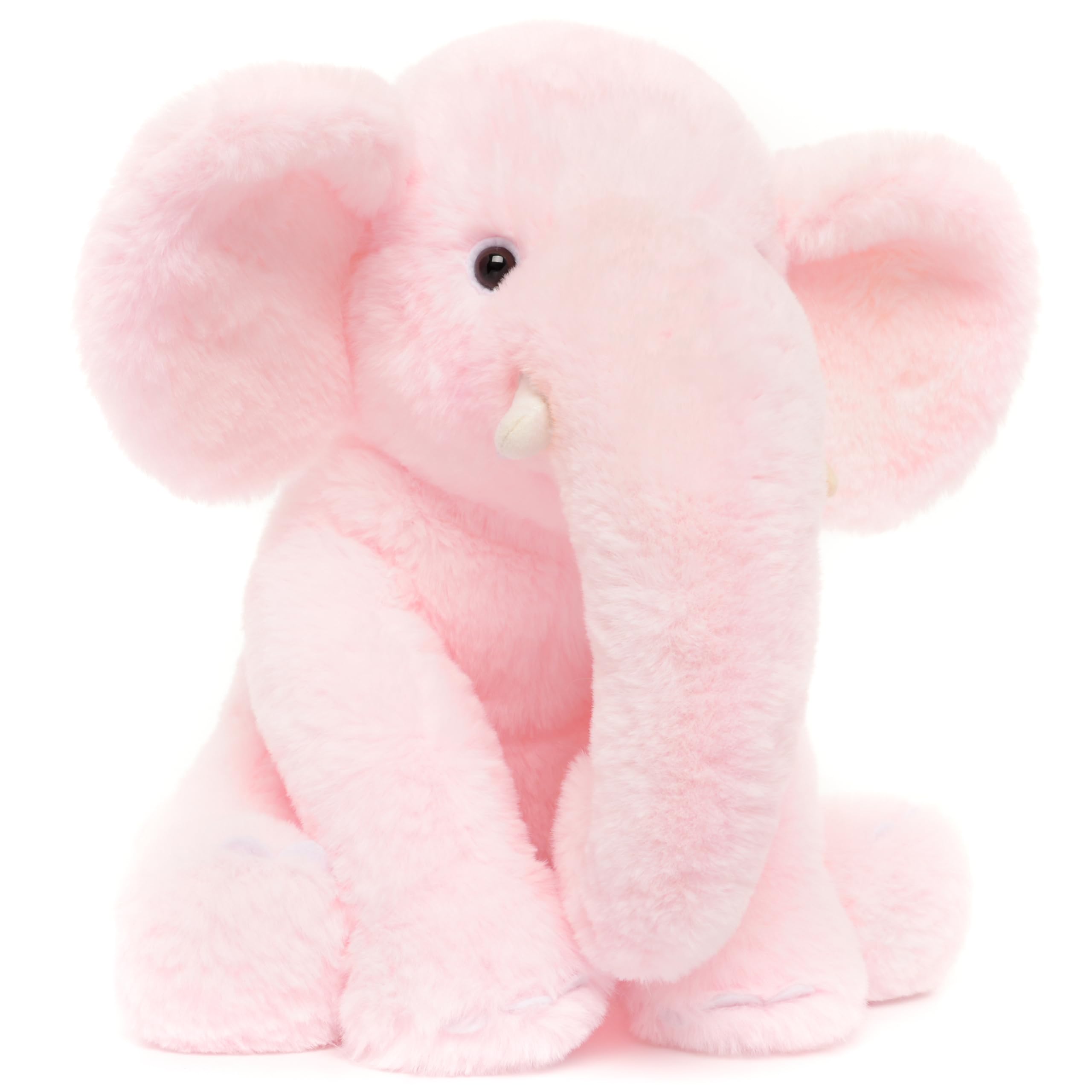 WEIGEDU pink elephant stuffed animal with soft fabric close-up.