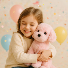 WEIGEDU pink poodle plush face detail with charming features.