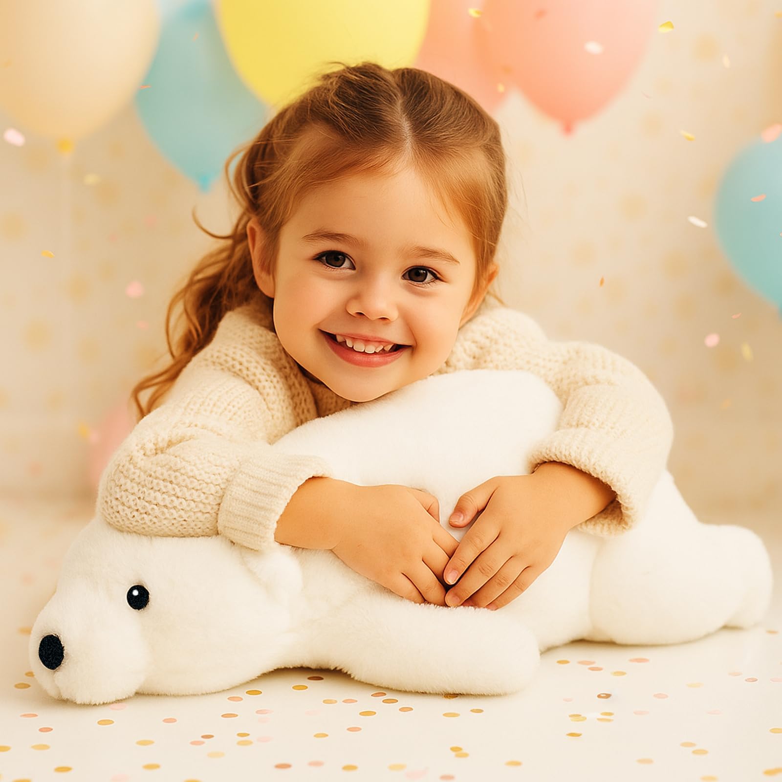 WEIGEDU polar bear sleeping pose plush for nap time
