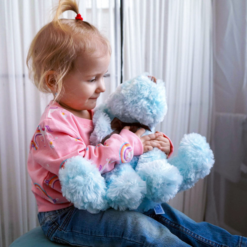 WEIGEDU soft blue furry dog plush for comfort