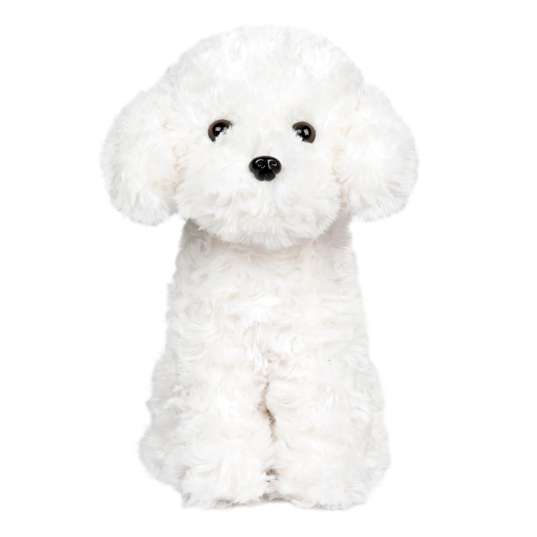 WEIGEDU White Toy Poodle stuffed animal front view for cuddling and imaginative play