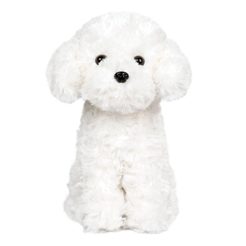 WEIGEDU White Toy Poodle stuffed animal front view for cuddling and imaginative play