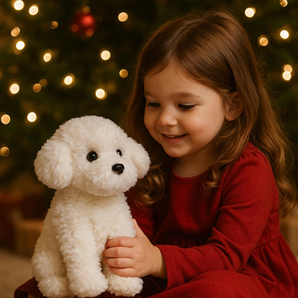 WEIGEDU White Toy Poodle soft fur texture for sensory play