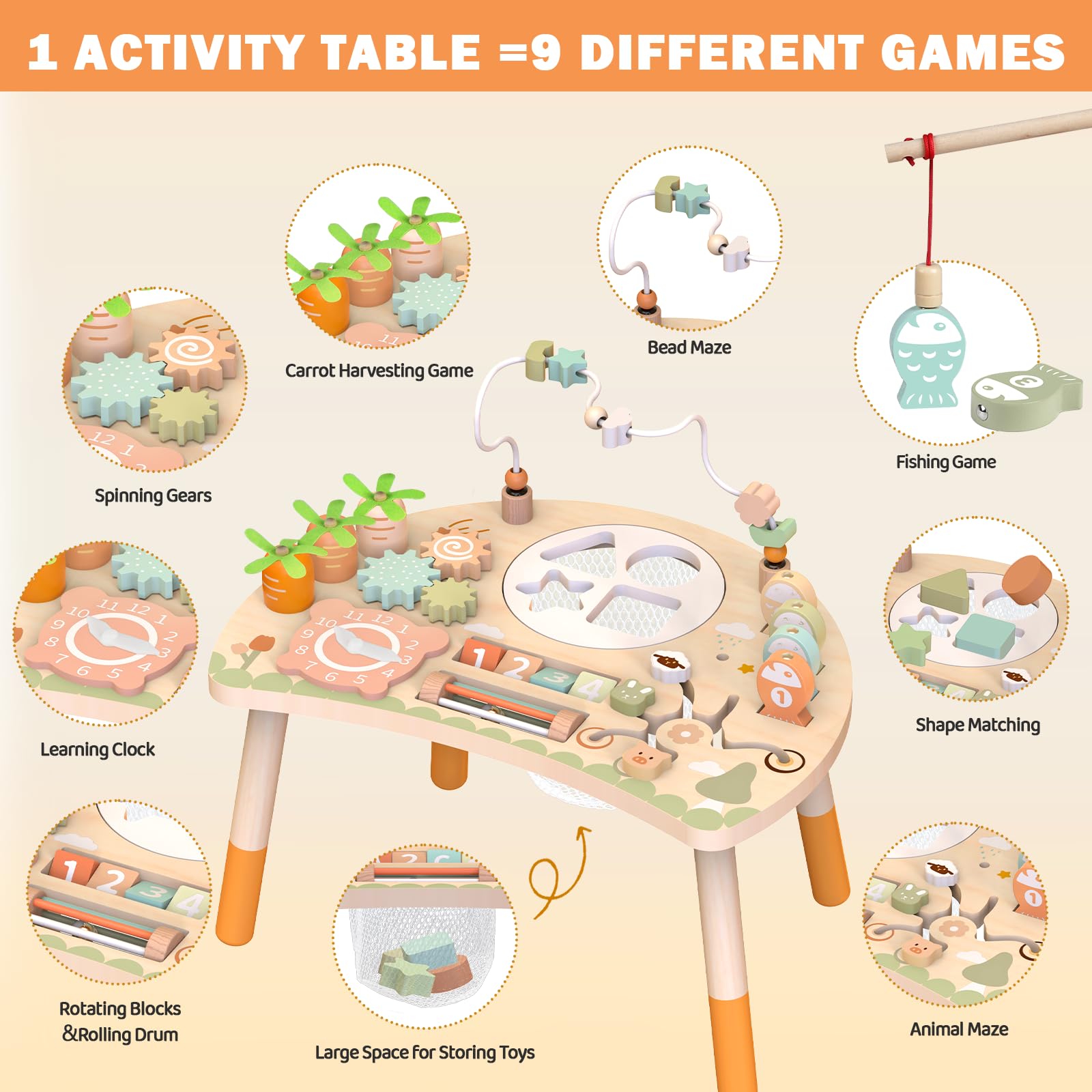 Weilim Activity Table magnetic fishing engages hand-eye coordination and concentration.
