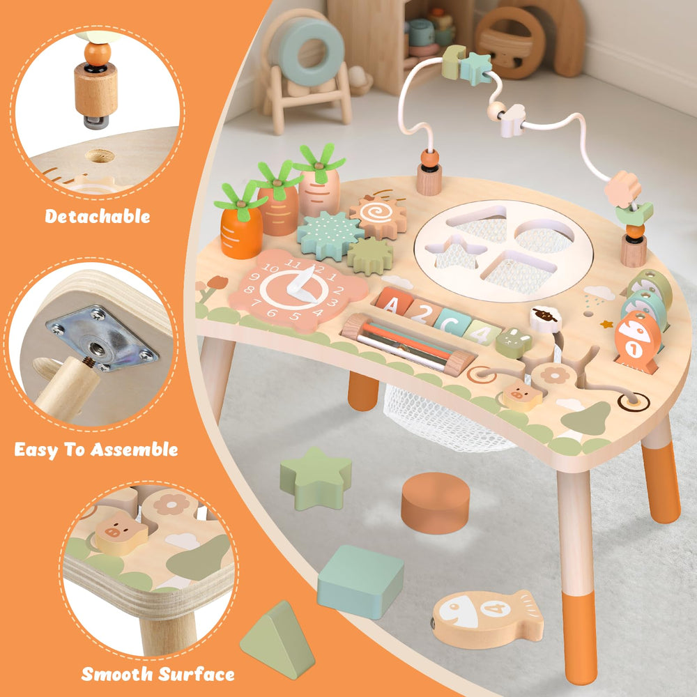Weilim Activity Table shape sorter promotes shape recognition and precise finger movements.
