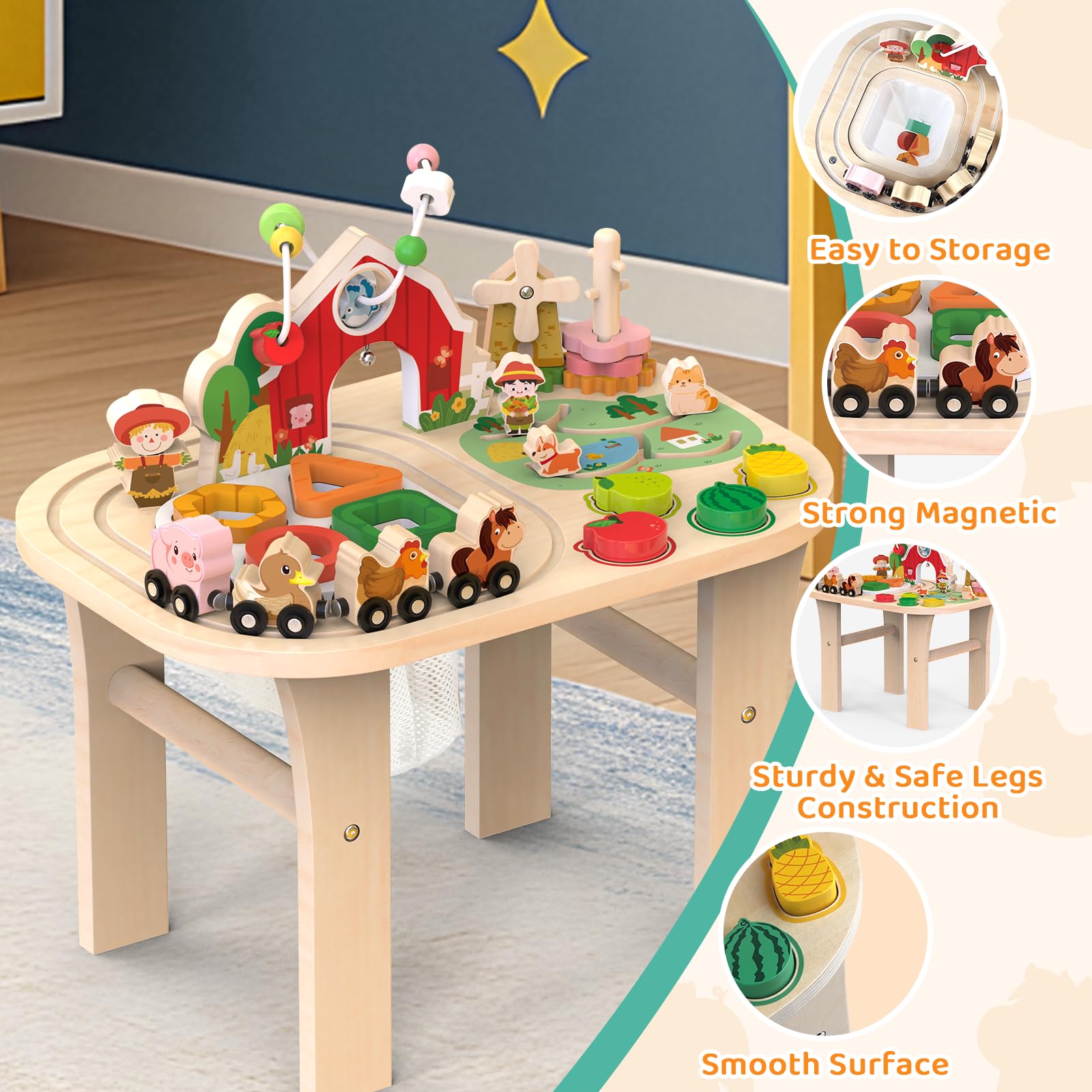 Weilim Activity Table spinning gears provide tactile feedback and problem solving.