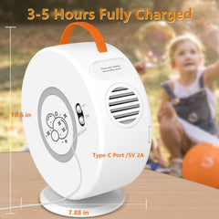 Weilim Bubble Machine portable design with a bright handle for easy transport.