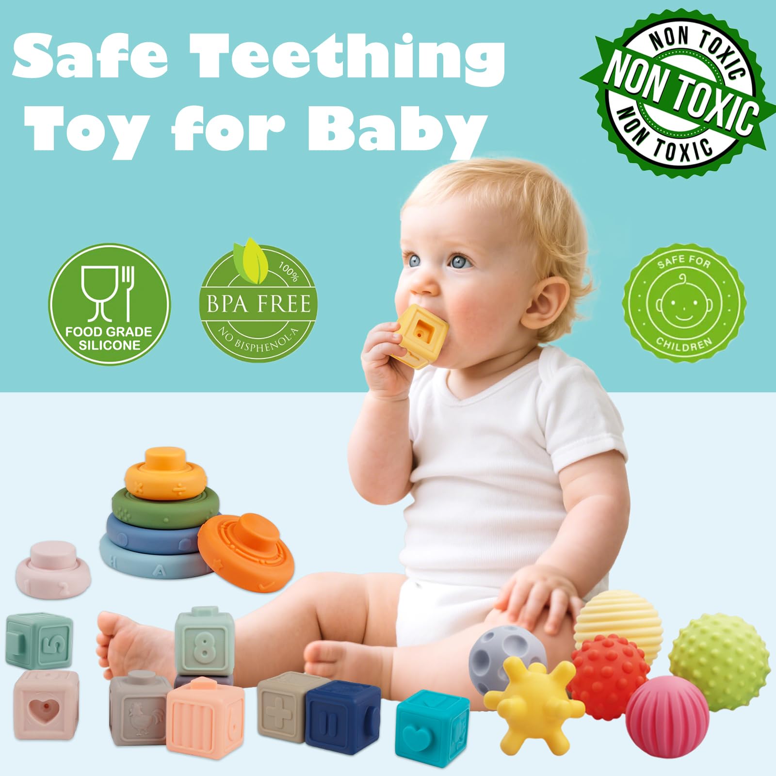 Weilim embossed-pattern blocks support visual and tactile recognition.